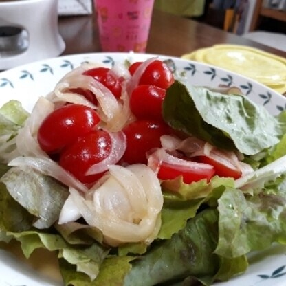 サンチュの上にのっけてサラダ風にしました!だしの素で味噌汁でない、こんな食べ方もあるんですね~あっさりしてて美味でした。